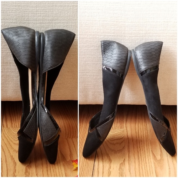 2×$20 ALDO Black Leather Pointed Toe Flats Sz 9 - Picture 3 of 8